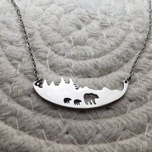 Close 2 UR Heart Stainless steel 18 inch momma and baby bears in the woods